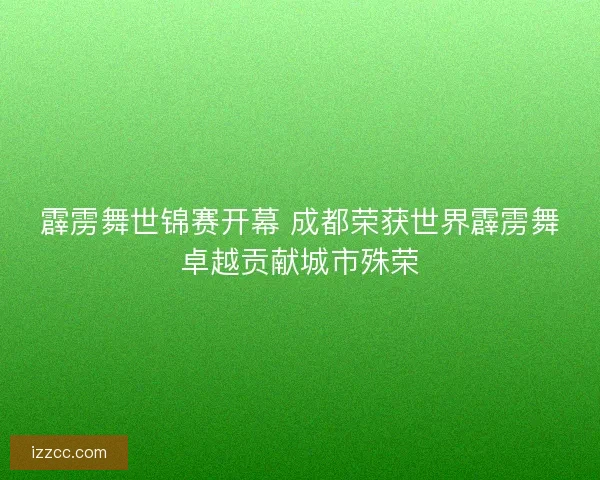 霹雳舞世锦赛开幕 成都荣获世界霹雳舞卓越贡献城市殊荣